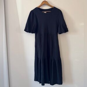 Amazon Black Midi Dress with Puff Sleeves Tiered Midi Size Medium
